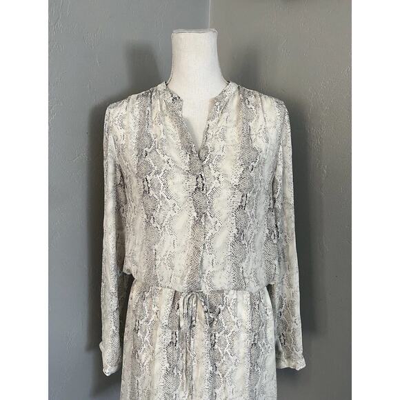 Hilary Radley Black White Snakeskin Print Cinched Waist Shirt Dress Women's XS - Picture 2 of 7